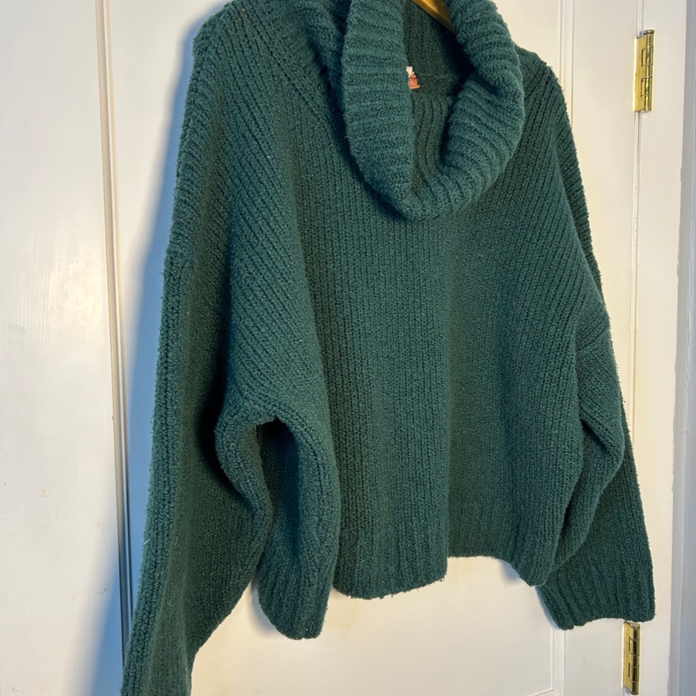 Pilcro Anthropologie chunky cowl neck knit sweater in forest green X-Large Cozy - Picture 3 of 12